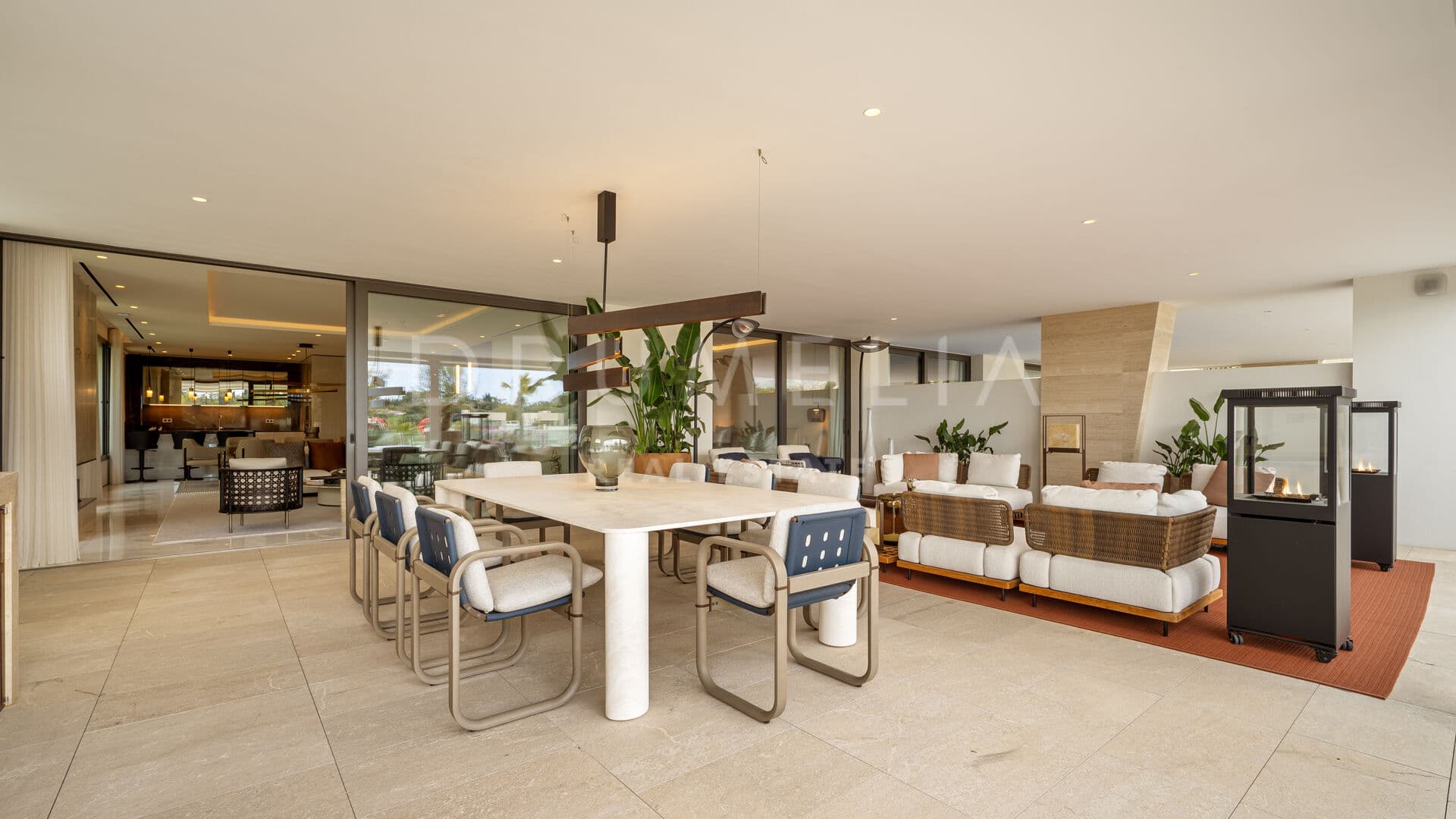 FENDI CASA Designed Duplex Ground Floor Apartment with Private Entertainment Level on Marbella’s Golden Mile