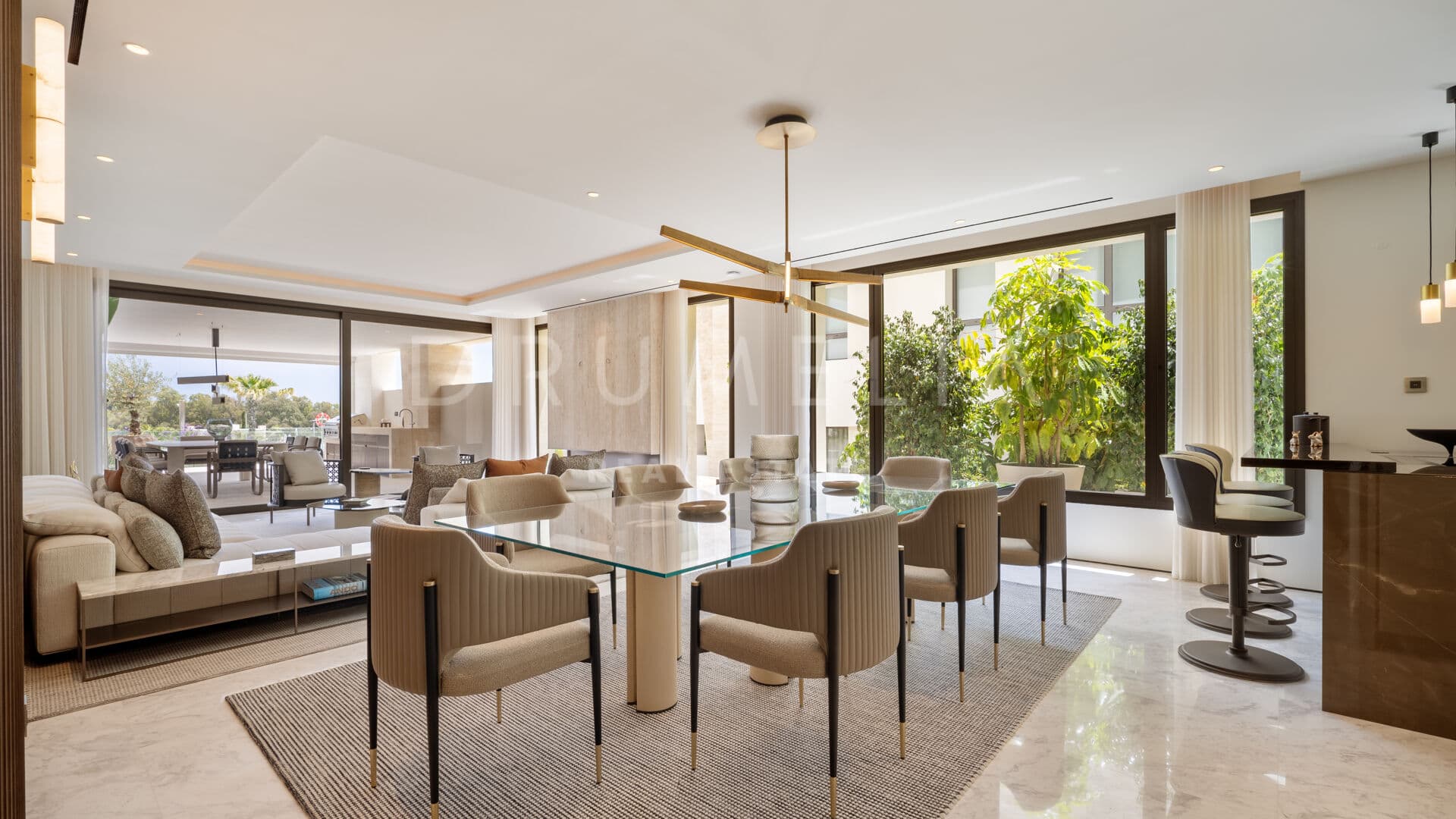 FENDI CASA Designed Duplex Ground Floor Apartment with Private Entertainment Level on Marbella’s Golden Mile